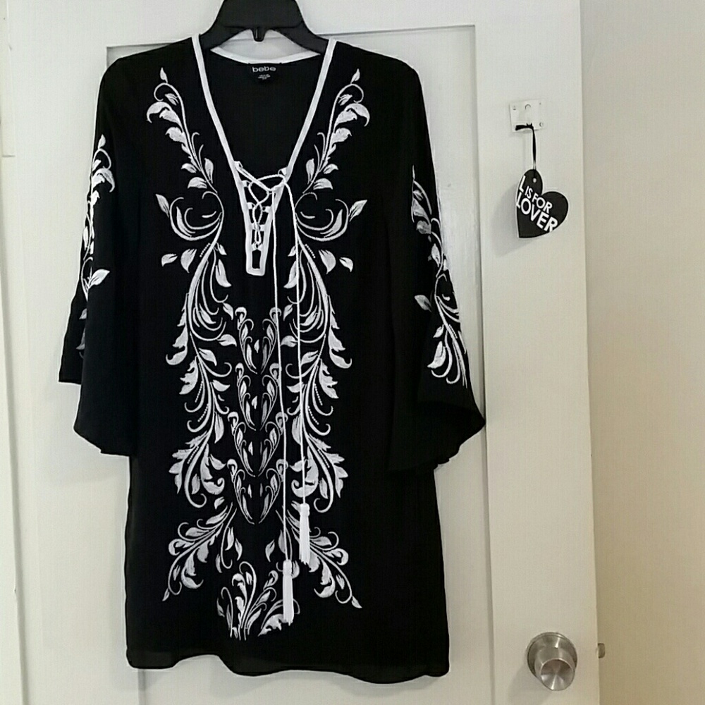 bebe Black and White Mini Dress